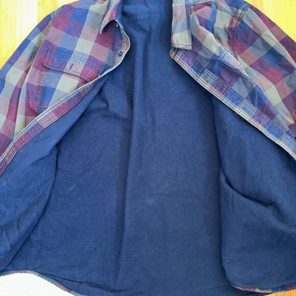 Vintage LL Bean Mens canvas Flannel Plaid Lined Barn Chore Shirt Jacket Sz XLT - Picture 9 of 13